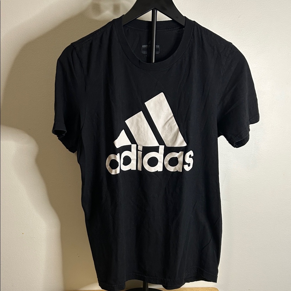 Adidas Men's Black and White Logo Tee